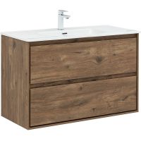 Тумба под раковину Aquanet Милан 100 подвесная Дуб рустикальный арт-336380 — фото 1, Тумбы под раковину