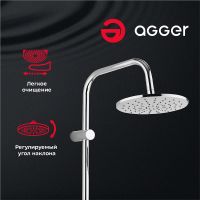 Душевая система Agger Thermo с термостатом Хром арт-A2492200 — фото 2, Душевые стойки