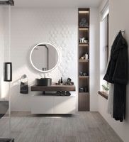 Тумба с раковиной STWORKI Ольборг 100 подвесная Белая матовая Дуб карпентер арт-485170 — фото 12, Тумбы с раковиной