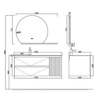 Тумба с раковиной Orans BC-2055-1200L 120 подвесная Темно-серая арт-2055120L — фото 11, Тумбы с раковиной