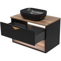 Тумба под раковину Brevita Bergen 80 подвесная Черная матовая Дуб Галифакс олово арт-BER-07080-19-02-1Я — фото 5, Тумбы под раковину