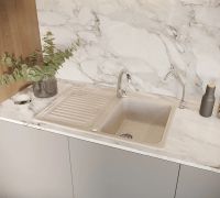 Кухонная мойка Domaci Бьелла DMC-78 арт-GWS-78-328 бежевая — фото 2, Кухонные мойки