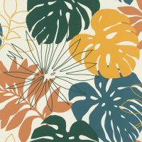 Обои RASCH Denzo II Винил на флизелине (0,53*10,05) Разноцветный, Листья арт-529302 — фото 1, Обои для стен