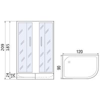 Душевой уголок River Don XL 120x90 MT L с поддоном арт-10000008319 — фото 6, Асимметричные душевые уголки