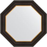 Зеркало Evoform Octagon 58x58 в багетной раме - Черное дерево с золотом 71 мм арт-BY 7402 — фото 1, Зеркала в ванную комнату