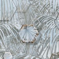 Обои Solo Liberty Винил на флизелине (1,06*10) Бежевый/Голубой/Серый, Листья/Геометрия арт-E202503 — фото 1, Обои для стен