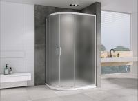 Душевой уголок Abber Schwarzer Diamant 100x80 профиль Хром стекло матовое арт-AG01180M — фото 2, Асимметричные душевые уголки