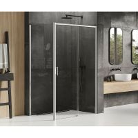 Душевой уголок New Trendy Prime Chrome 120х80 R профиль Хром стекло прозрачное арт-D-0303A/D-0123B — фото 2, Прямоугольные душевые уголки