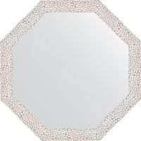Зеркало Evoform Octagon 53х53 в багетной раме - Чеканка белая 46 мм арт-BY 3955 — фото 1, Зеркала в ванную комнату