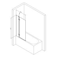 Шторка на ванну AM.PM Tender 80 профиль Хром матовый стекло прозрачное арт-W45BS-D3W5-140CT — фото 7, Шторки для ванной распашные