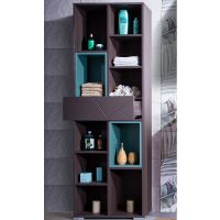 Шкаф пенал Бриклаер Кристалл 60 Софт Графит Ясень Анкор темный Муссон арт-4627125414763 — фото 1, Пеналы для ванной комнаты