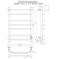 Электрический полотенцесушитель Тругор Браво Пэк СП 3 П 80x50 с полкой Хром арт-БравоПэксп3П/805032 — фото 3, Электрические полотенцесушители
