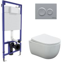 Комплект унитаза с инсталляцией Berges Novum с сиденьем Микролифт и клавишей смыва Хром матовый арт-043240 — фото 1, Комплекты унитаз + инсталляция