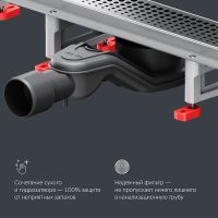 Душевой лоток AM.PM MasterFlow 60 с решеткой Хром матовый Cut Gradient арт-W01SC-P11-060-01SB — фото 14, Душевые лотки