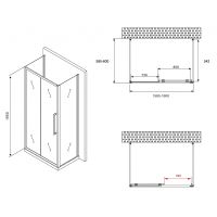 Душевой уголок Abber Schwarzer Diamant 160x60 профиль Хром стекло матовое арт-AG30160MH-S60M-S60M — фото 5, Прямоугольные душевые уголки