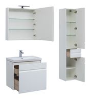 Тумба под раковину Aquanet Палермо 60 подвесная Белый глянец арт-203934 — фото 4, Тумбы под раковину