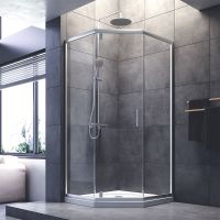 Душевой уголок AM.PM Gem 90x90 профиль Хром матовый стекло прозрачное арт-W90G-405-090MT — фото 1, Душевые уголки трапеция