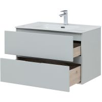 Тумба под раковину Aquanet Алвита New 80 подвесная Серая матовая арт-277516 — фото 4, Тумбы под раковину