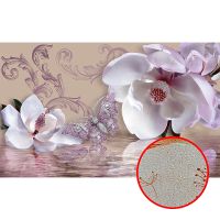 Фреска Ortograf 3D 6695 Фактура бархат золото FX-G Флизелин (4,4*2,7) Бежевый/Сиреневый, Цветы/Абстракция арт-6695 (бархат золото FX-G) — фото 1, Фрески