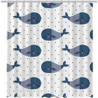 Товар: Шторка для ванны Fixsen Design Drop 180х200 Белая с синими китами арт-FX-1508 - фото 1 Шторка для ванны Fixsen Design Drop 180х200 Белая с синими китами арт-FX-1508 — фото 1, Шторы для ванной