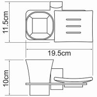 Стакан для зубных щеток с мыльницей WasserKRAFT Exter Светлая бронза арт-K-5226 — фото 5, Стаканы для зубных щеток