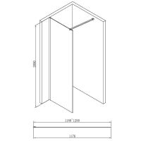 Душевая перегородка Abber 120x200 профиль Черный стекло прозрачное арт-AG61120B — фото 3, Душевые перегородки