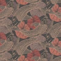 Обои AS Creation Global Spots Винил на флизелине (1,06*10,05) Коричневый/Красный/Черный, Листья/Рыбы арт-38018-3 — фото 1, Обои для стен