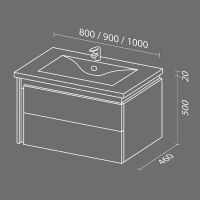 Тумба с раковиной SanVit Линк 90 в цвете Ral подвесная Капучино арт-klink090 — фото 8, Тумбы с раковиной