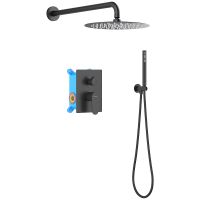 Душевая система Aquatek Оберон Черная матовая арт-AQ1272MB — фото 1, Встраиваемые душевые комплекты