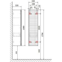 Шкаф пенал Jorno Karat 33 подвесной Бук светлый арт-Kar.04.130/P/BuL — фото 9, Пеналы для ванной комнаты