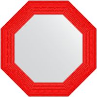 Зеркало Evoform Octagon 61x61 в багетной раме - Красная волна 89 мм арт-BY 7408 — фото 1, Зеркала в ванную комнату