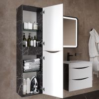 Шкаф пенал Iddis Cloud 40 подвесной Белый матовый Черный мрамор арт-CLO40B0i97 — фото 4, Пеналы для ванной комнаты