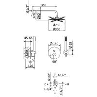 Душевая система Cezares Leaf Morning Mist арт-LEAF-DSIP-30-L-MM — фото 3, Встраиваемые душевые комплекты