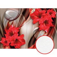 Фреска Ortograf 3D 6715 Фактура бархат FX Флизелин (3,8*2,7) Серебряный/Красный, Цветы/Абстракция арт-6715 (бархат FX) — фото 1, Фрески