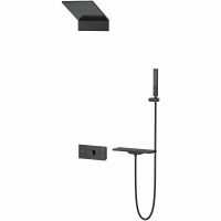 Душевая система Vincea Futura с термостатом Черная матовая арт-VSFW-2F11TMB — фото 1, Встраиваемые душевые комплекты