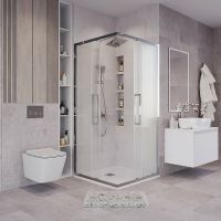 Душевой уголок Grossman Cosmo 80х80 профиль Хром стекло шиншилла арт-300.K33.02.8080.10.02 — фото 2, Квадратные душевые уголки