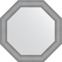 Зеркало Evoform Octagon 77х77 в багетной раме - Серебряная кольчуга 88 мм арт-BY 3879 — фото 1, Зеркала в ванную комнату