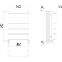 Водяной полотенцесушитель Terminus Стандарт П6 500x600 Хром, нижнее подключение, G 1/2" ВР арт-4670078530332 — фото 4, Водяные полотенцесушители