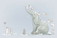 Фреска детская Ortograf Для самых маленьких 32925 Фактура флок FLK Флизелин (4*2,7) Голубой, Животные арт-32925 (флок FLK) — фото 2, Фрески