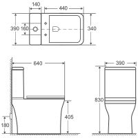 Унитаз компакт Aquanet Cube 2-C Rimless без бачка с сиденьем Микролифт арт-240208 — фото 2, Напольные унитазы
