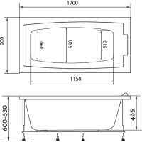 Акриловая ванна Marka One Aelita 170x90 без гидромассажа арт-01аэ1790 — фото 4, Акриловые ванны