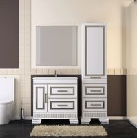 Шкаф пенал Opadiris Оникс 50 R Белый глянцевый с серебристой патиной арт-Z0000005504 — фото 2, Пеналы для ванной комнаты