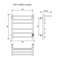 Электрический полотенцесушитель Ника Way-3 60/50 U с полкой Белый матовый арт-WAY-3 60/50 с/п бел U — фото 6, Электрические полотенцесушители