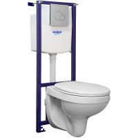 Комплект унитаза с инсталляцией Santeri Альфа с сиденьем Микролифт и клавишей смыва Хром арт-1.3816.4.S00.00B.0 — фото 1, Комплекты унитаз + инсталляция