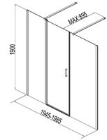 Душевая дверь Aquanet Cinetic AE12-N-120H190U-CT + AE12-F-80H190U-CT 200 профиль Хром стекло прозрачное арт-254243 — фото 3, Распашные душевые двери