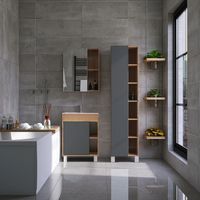 Зеркальный шкаф VIANT Бостон 60 Дуб Вотан арт-VBOS60-ZSH — фото 5, Зеркальные шкафы в ванную