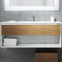 Тумба с раковиной SanVit Контур 100 подвесная Кофейный Белая глянцевая арт-kkont100mk — фото 1, Тумбы с раковиной