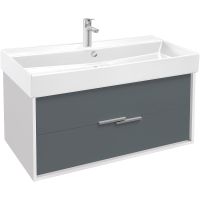 Тумба под раковину Jacob Delafon Vivienne 100 подвесная Серая матовая Белая глянцевая арт-EB1668-J5-J54 — фото 1, Тумбы под раковину