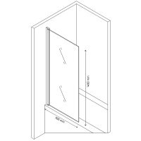 Шторка на ванну Berges River S 90х145 профиль Хром стекло матовое арт-065020 — фото 6, Шторки для ванной распашные