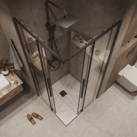 Душевой уголок Grossman Galaxy 90х90 профиль Черный матовый стекло прозрачное арт-300.K33.01.9090.21.00 — фото 4, Квадратные душевые уголки